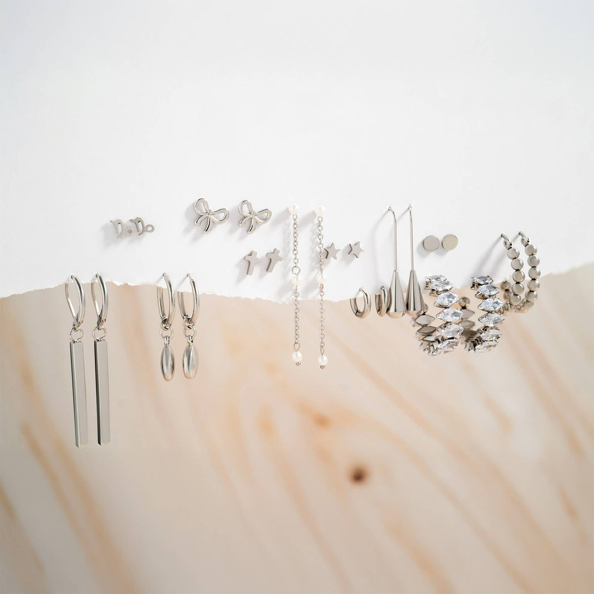 18K Gold PVD Stainless Steel Marquis CZ Stone Hoop Earrings: Gold
