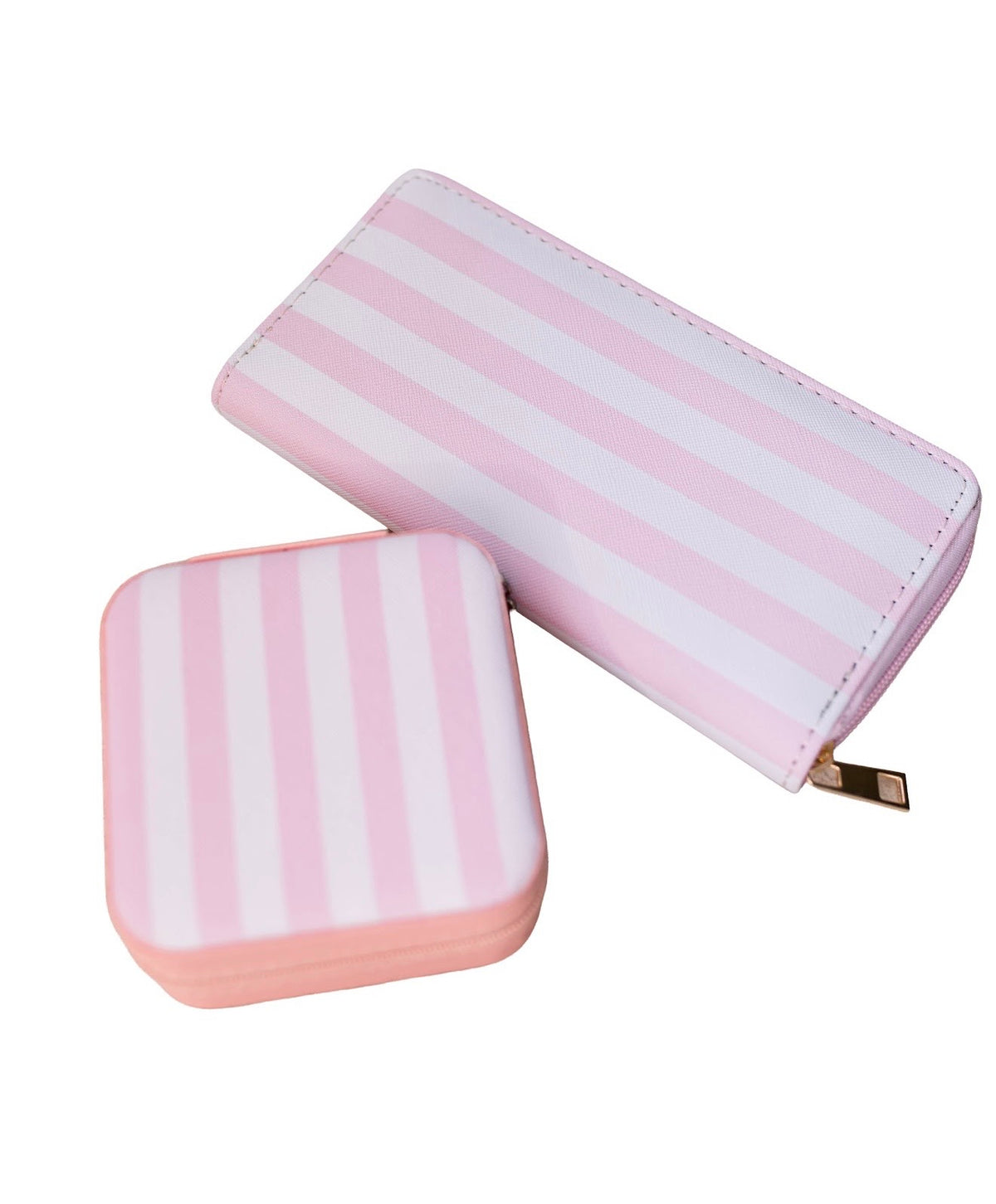 Pink Striped Jewelry Case