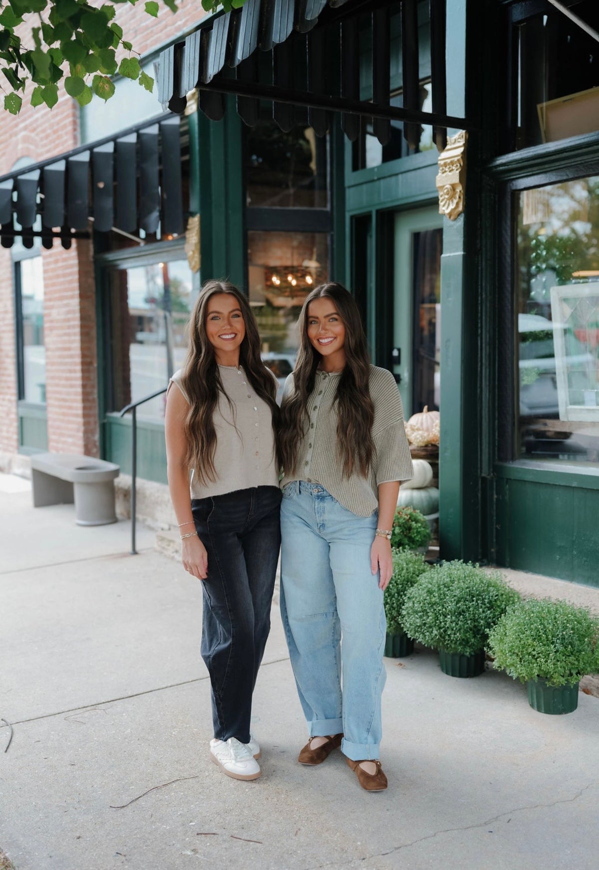 Green Button Down Knitted Top