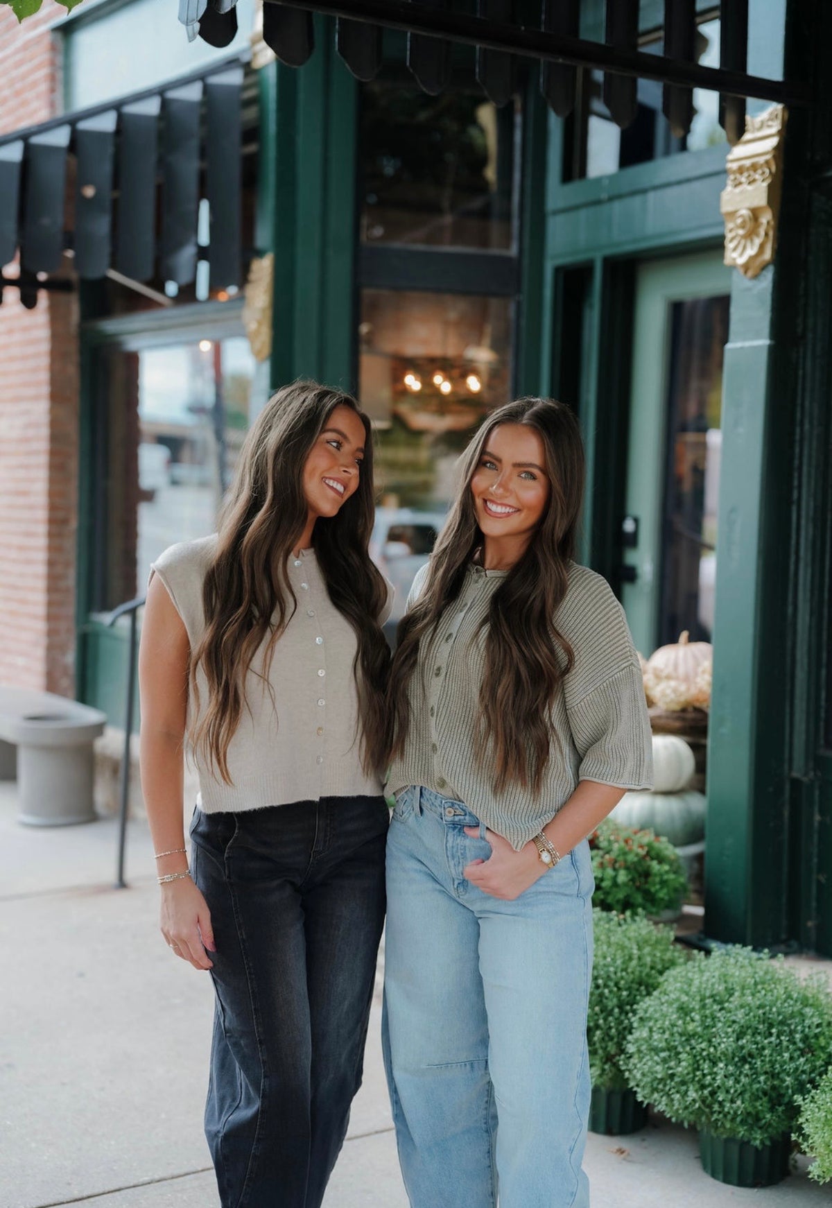 Green Button Down Knitted Top