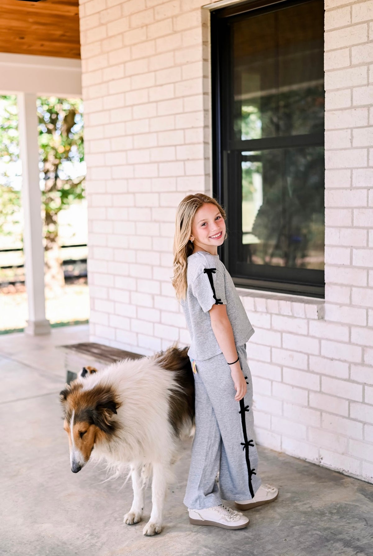 Girls Red &amp; White Striped Loose Knit Top