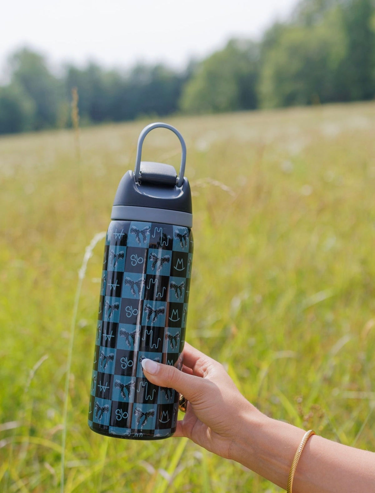 Black Brand Bow Stainless Steel Water Bottle