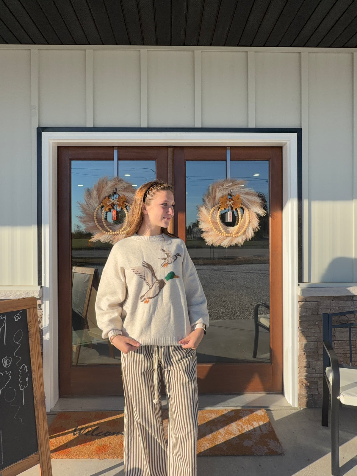 Oatmeal Mallard Duck Pullover Sweater