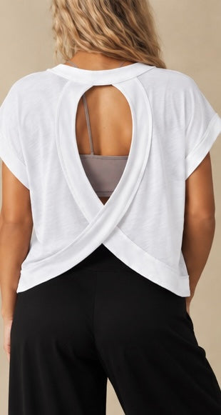 Solid White Cross-Back Shirt