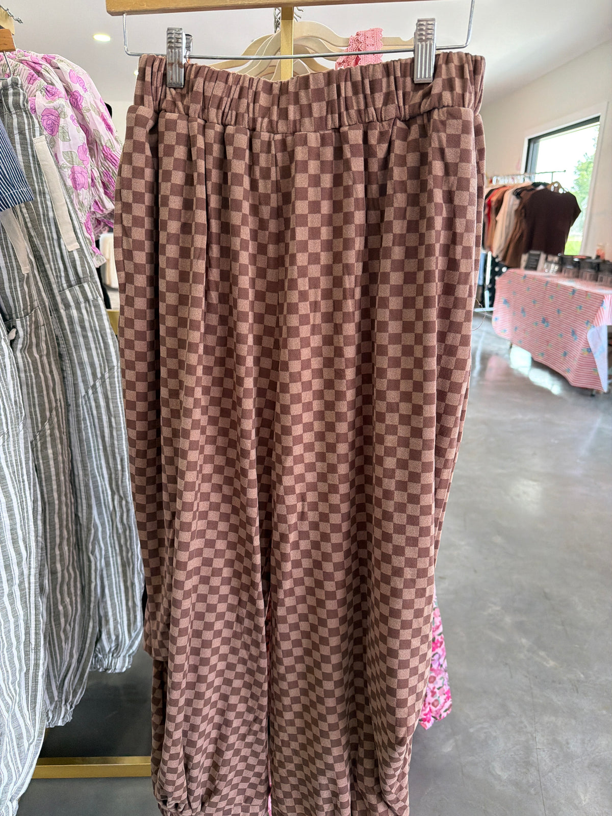 Brown Checkered Sweatpants