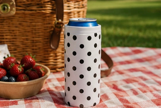 White Polka Dot Hard Cooling Can