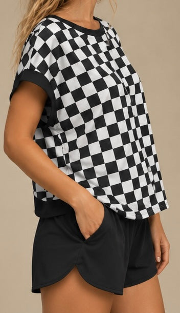 Checkerboard Cross-Back Shirt