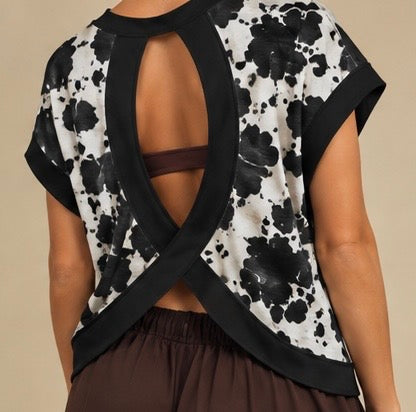 Black Cowhide Cross-Back Shirt