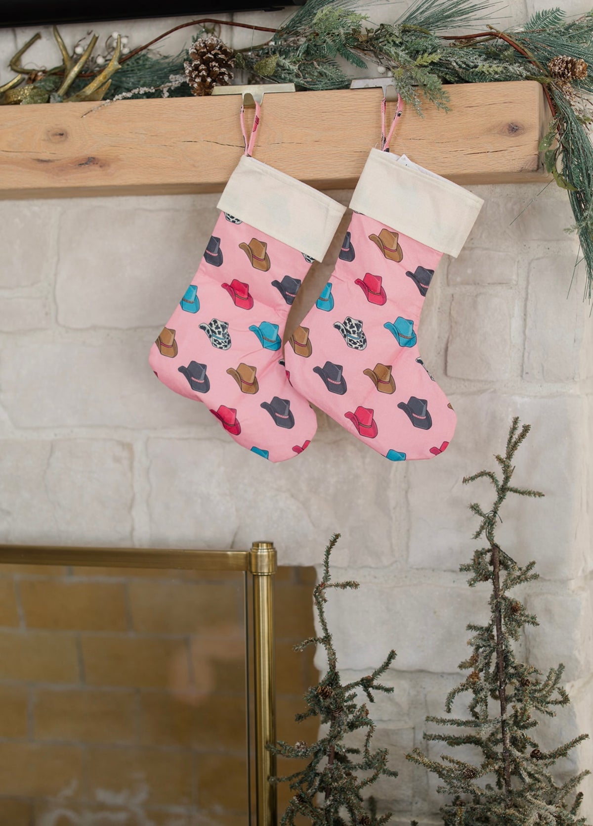 Pink Cowboy Hat Christmas Stocking