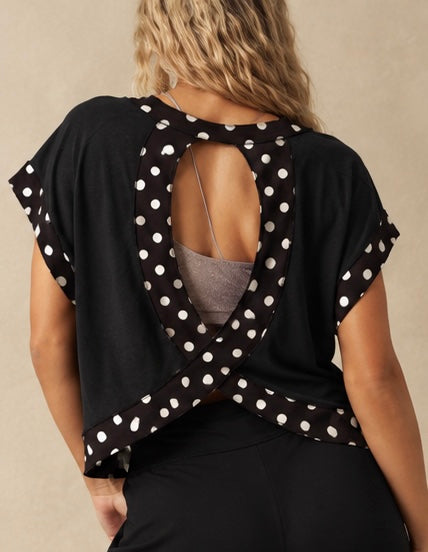 Black Polka Dot Cross-Back Shirt
