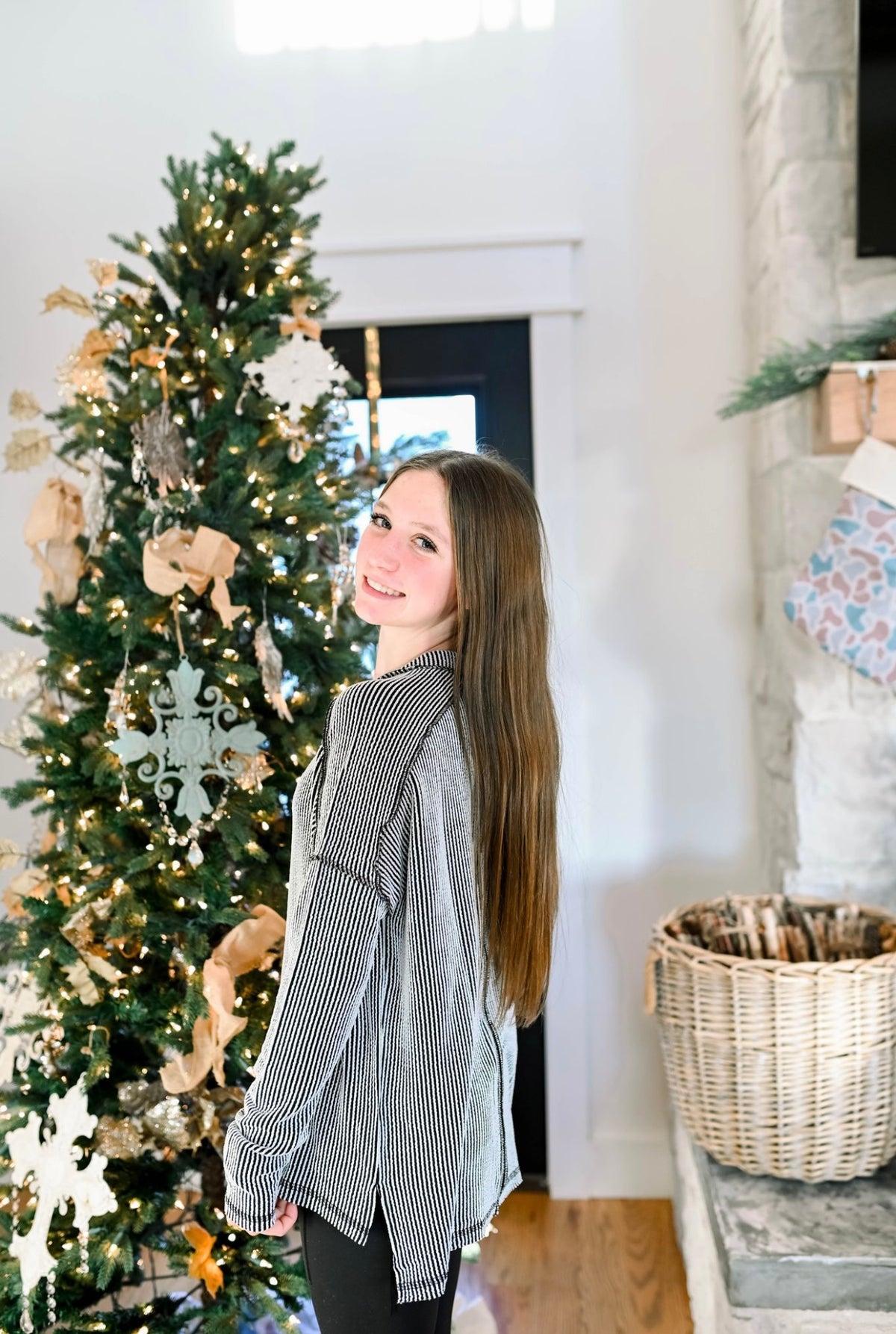 Black Raised Rib Relaxed Fit Top