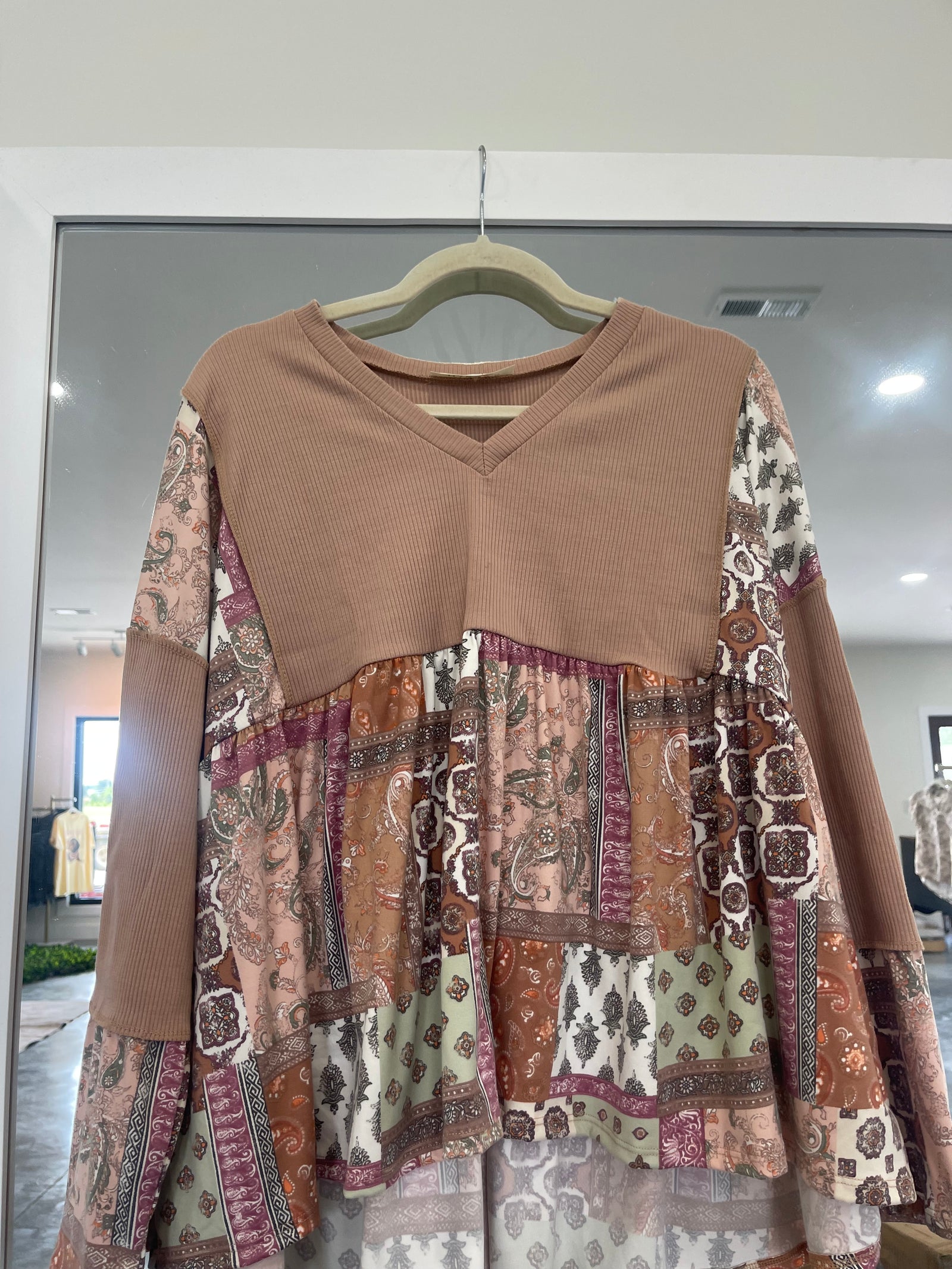 Brown and Handkerchief Pattern Long Sleeve