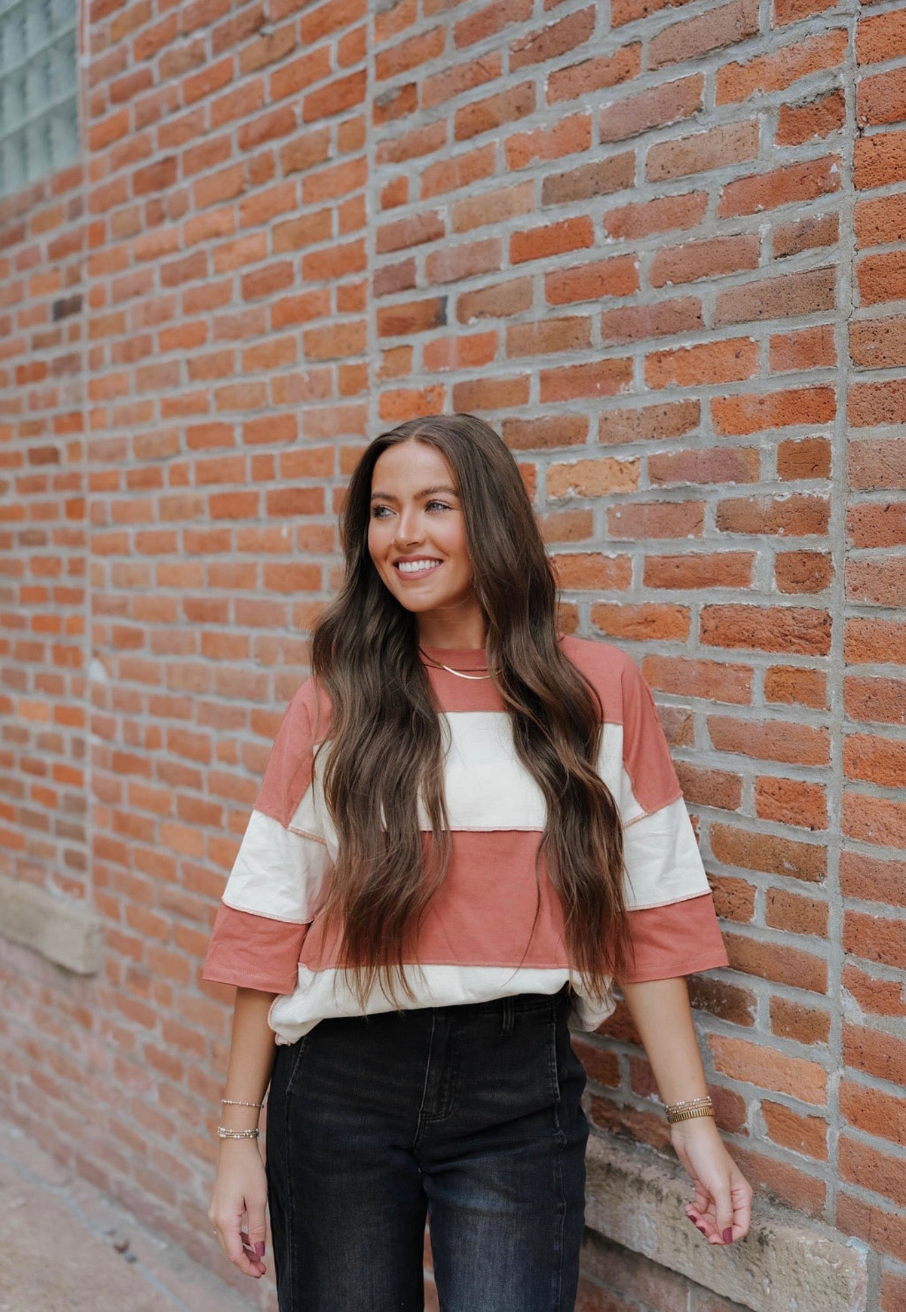 Rust Polly Color Block Top Tee