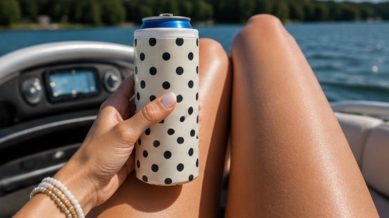 Cream Polka Dot Hard Cooling Can