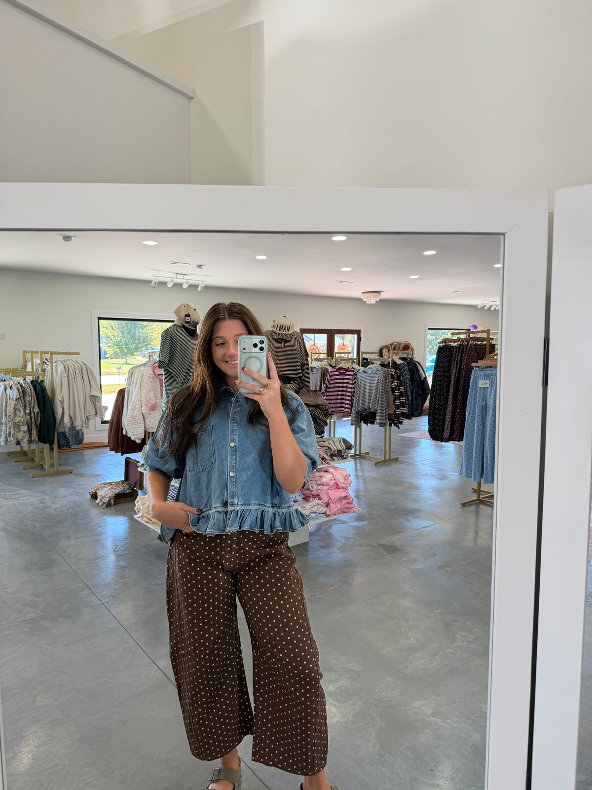 Polka Dot Barrel Leg Pants