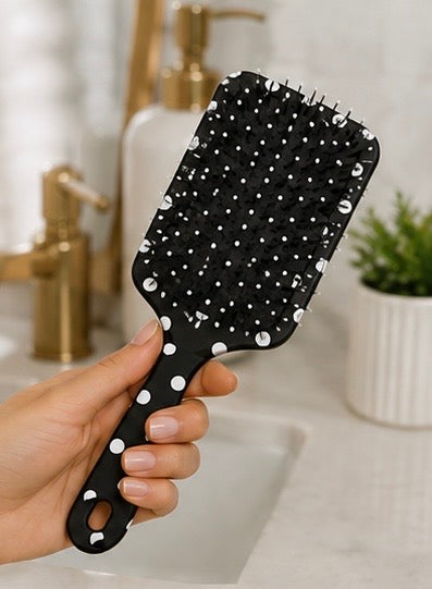 Black Polka Dot Hairbrush