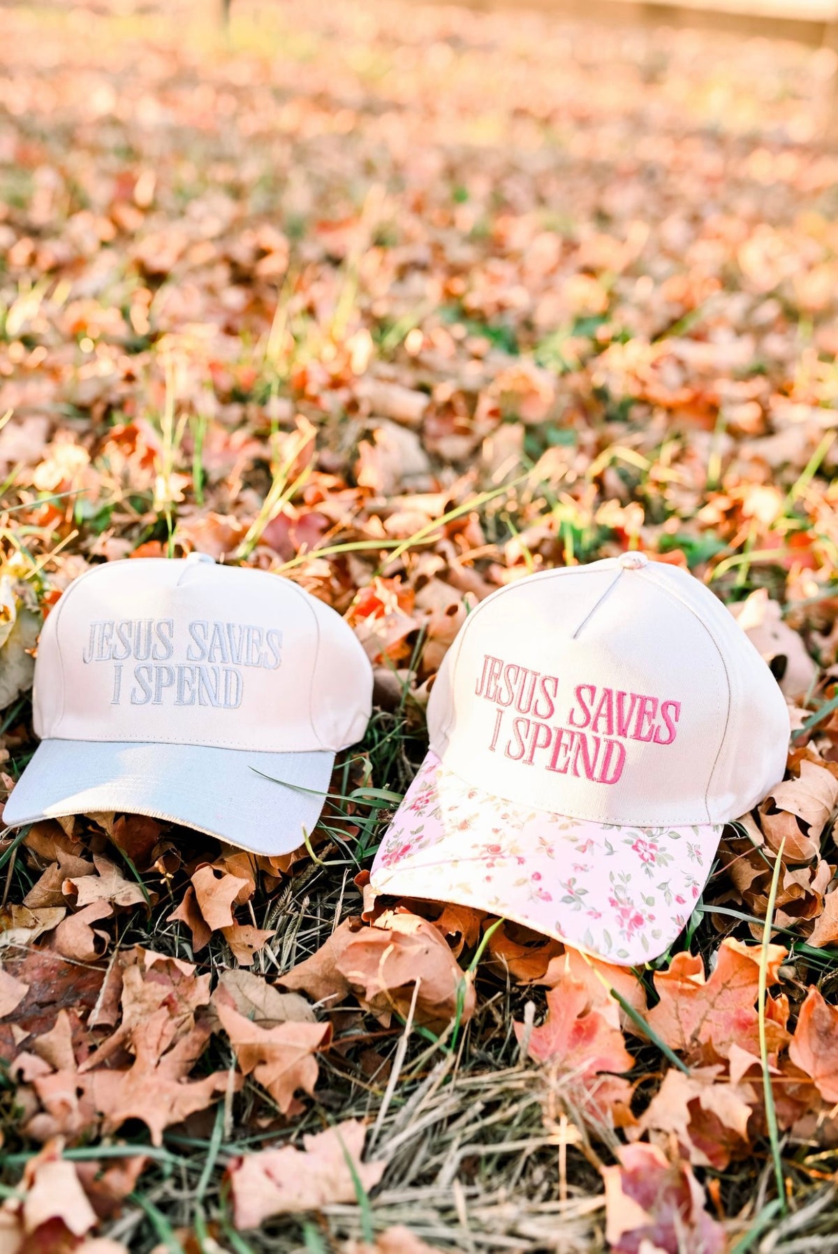 Pink Floral Jesus Saves I Spend Hat