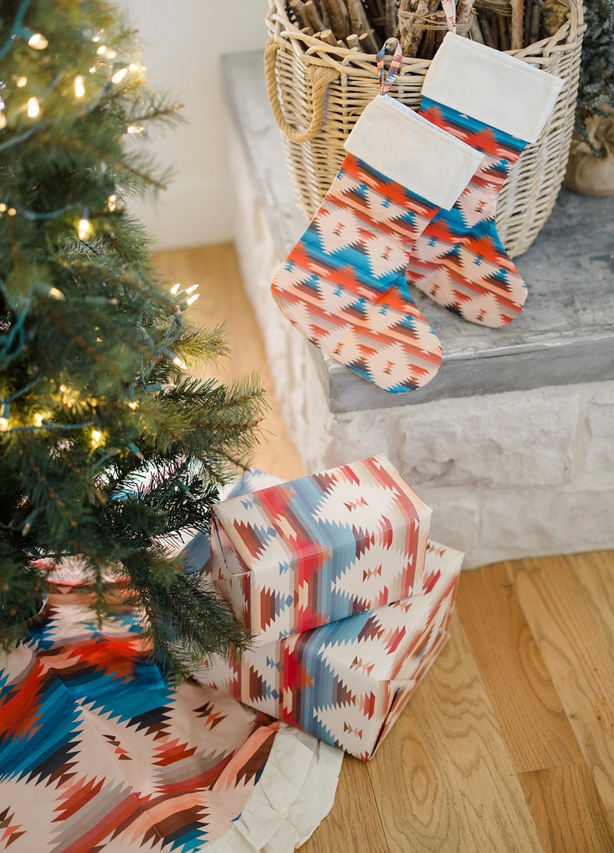 Aztec Christmas Tree Skirt As Seen in HGTV Magazine
