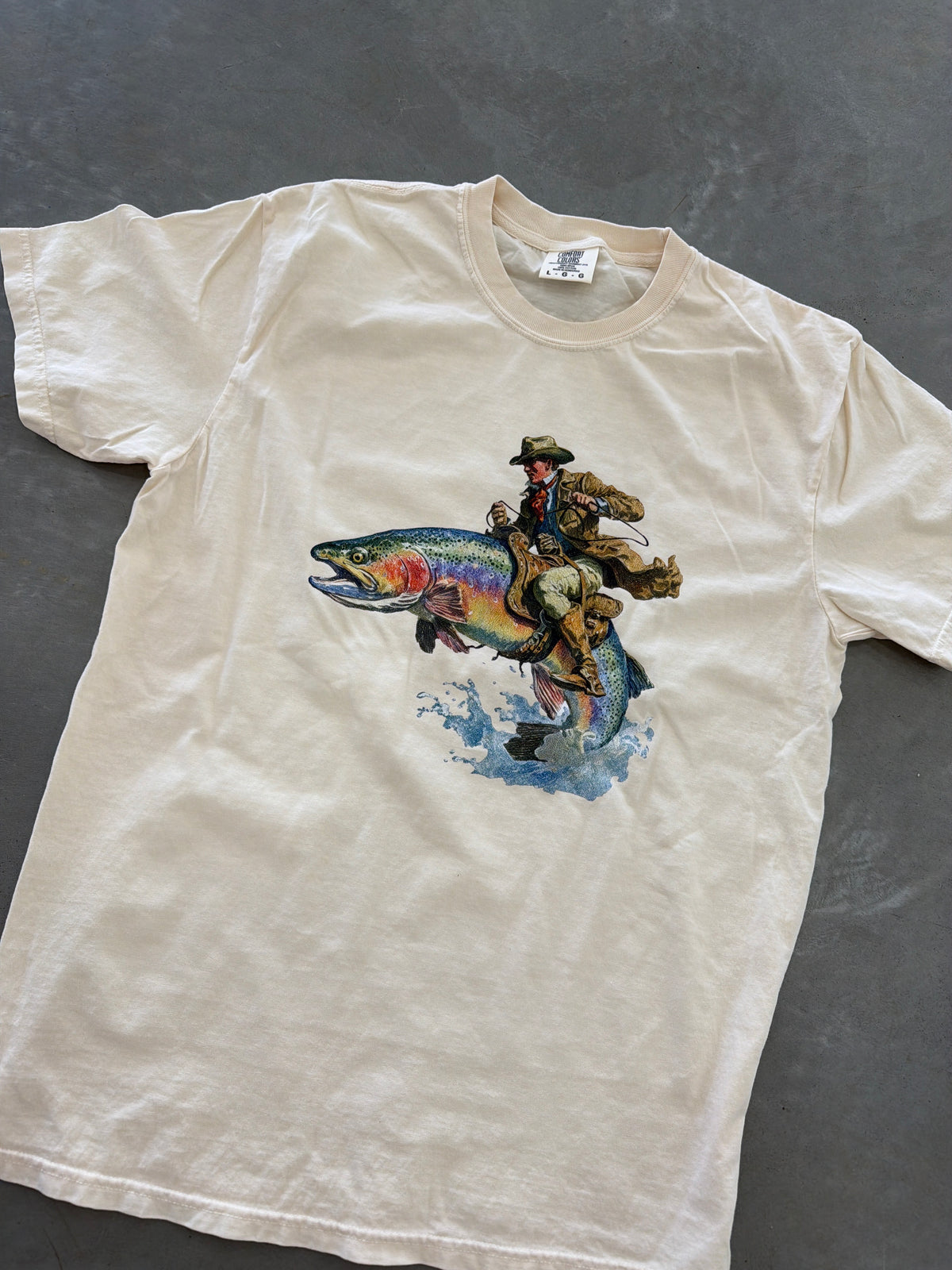 Vintage Cowboy Riding Trout Graphic Tee
