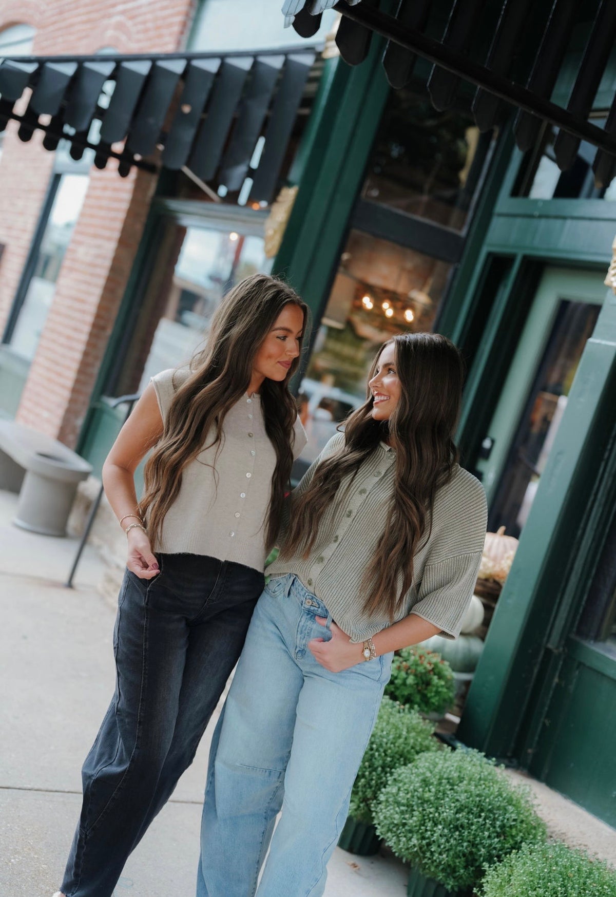 Green Button Down Knitted Top