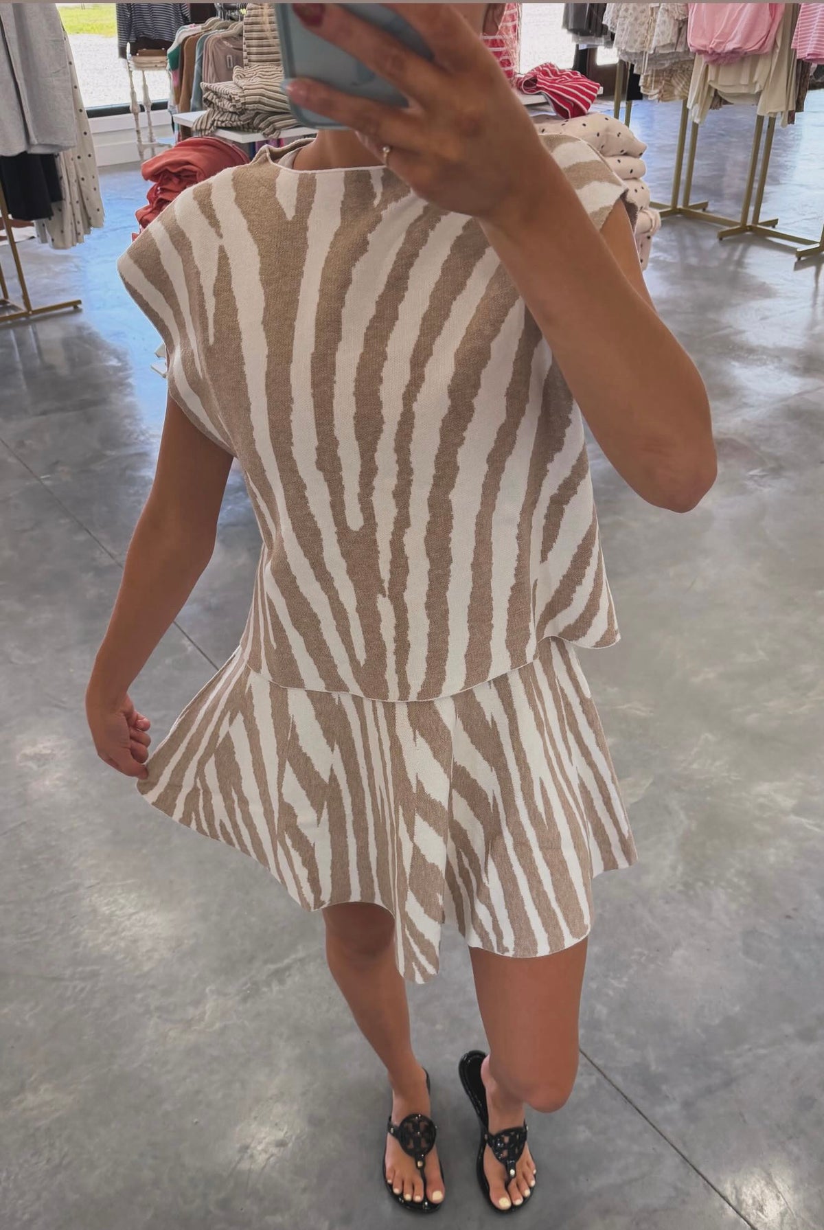 Boxy Tiger Print Mock Neck Sweater