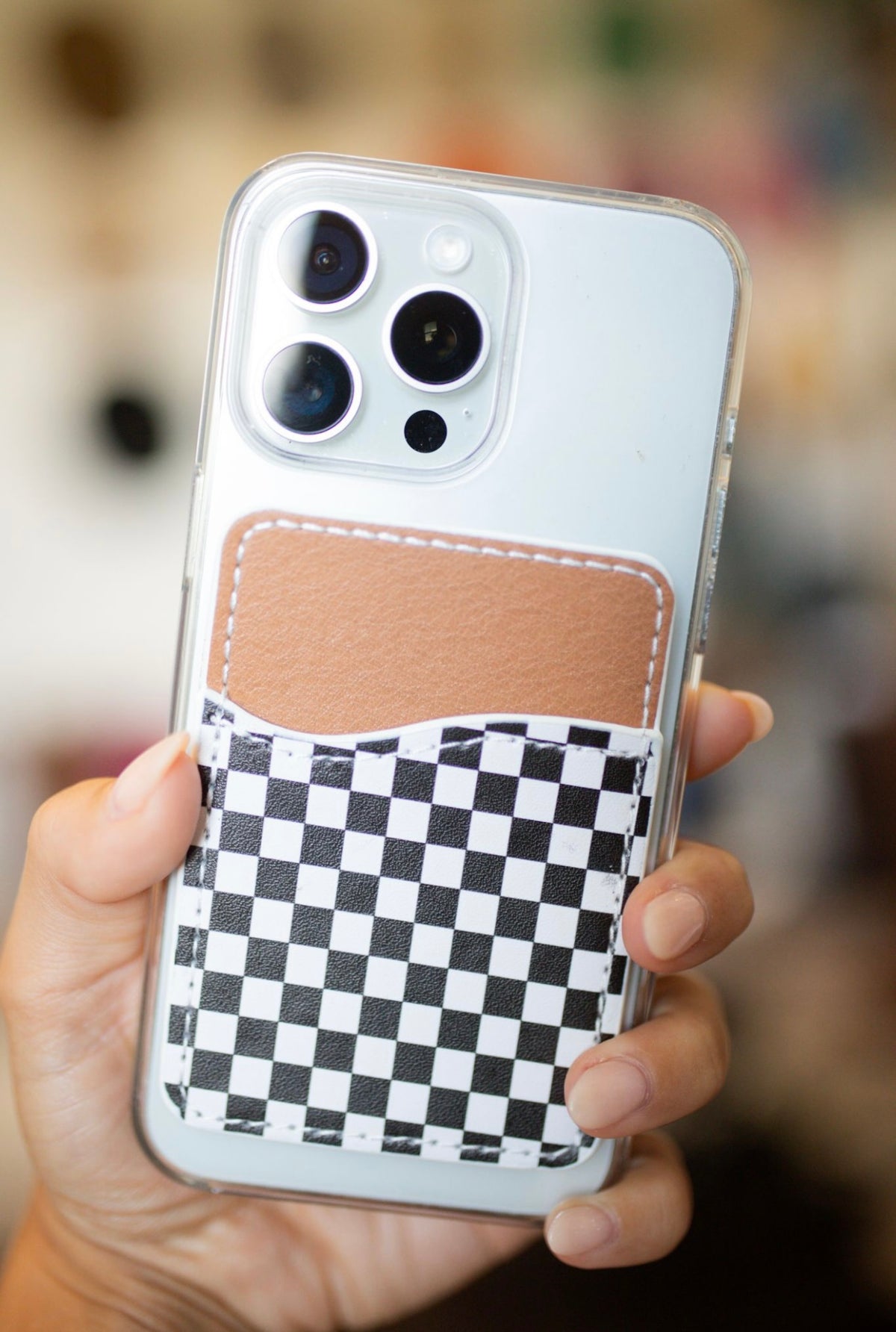 Black &amp; White Checkerboard Phone Pocket