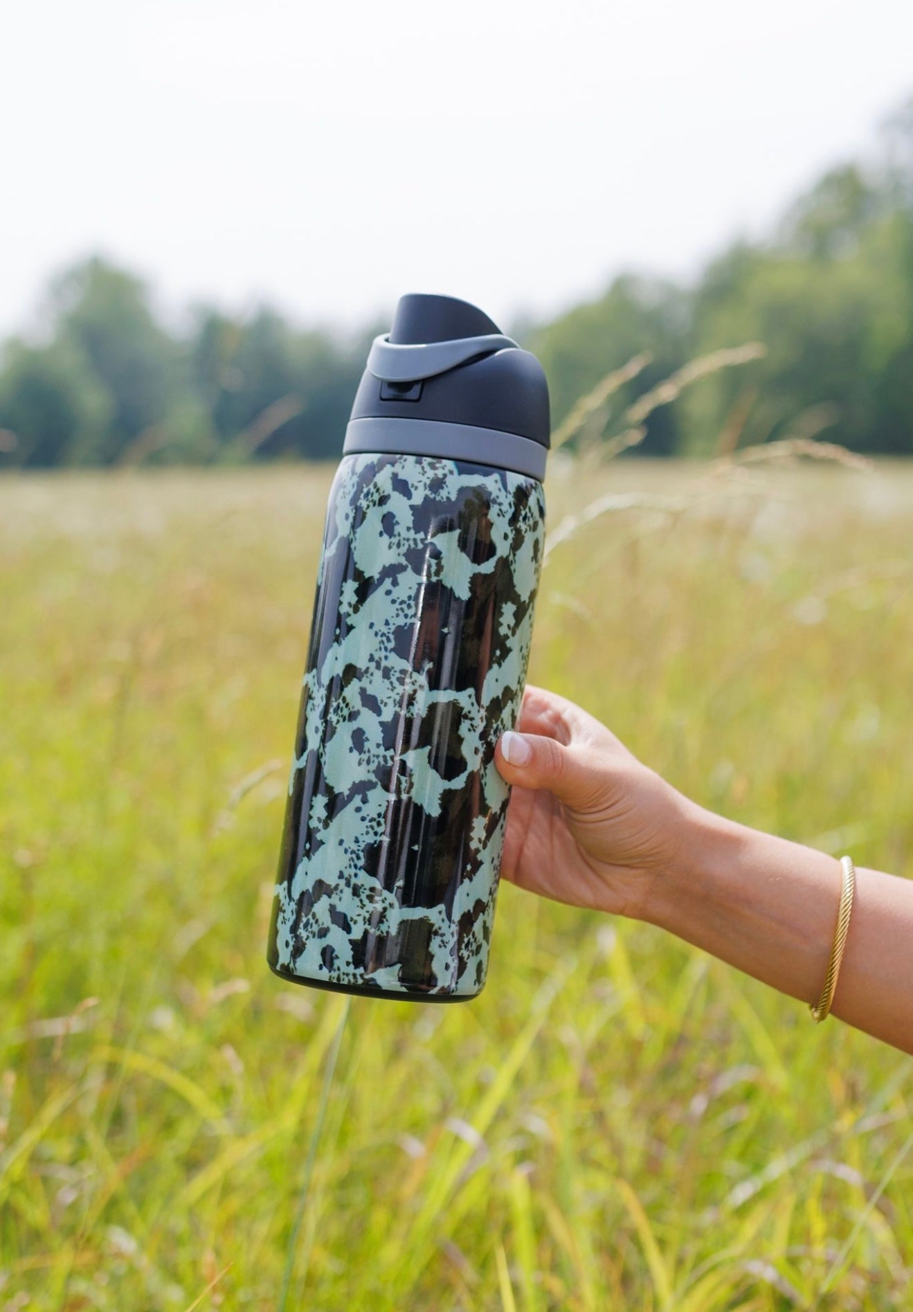Brown Cowhide Stainless Steel Water Bottle