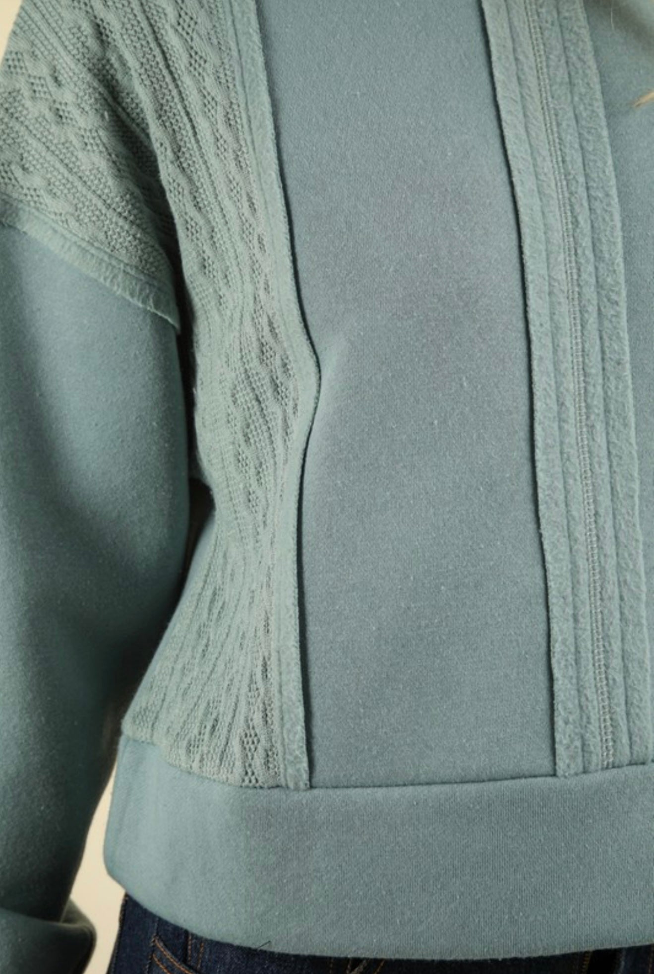 Sage Contrast Detail Oversized Top