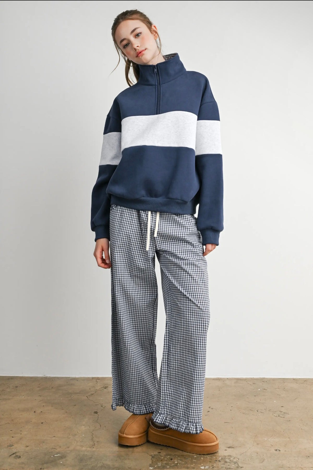 Color block Quarter Zip Navy Pullover