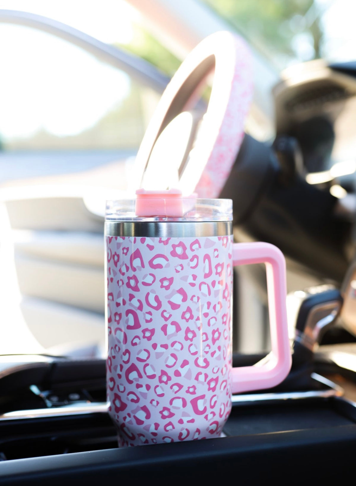 Pink Leopard Steering Wheel Cover
