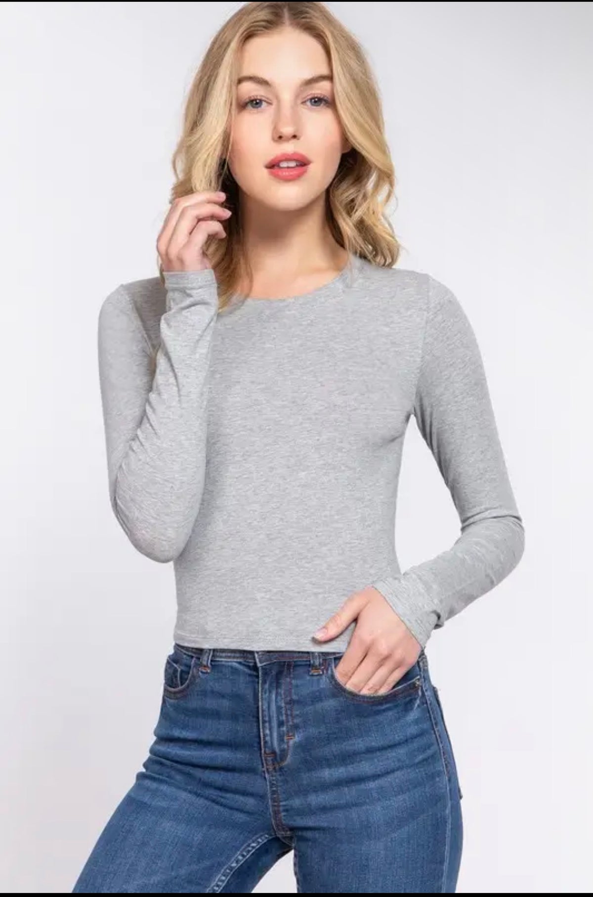 Light Grey Long Sleeve Cropped Tee