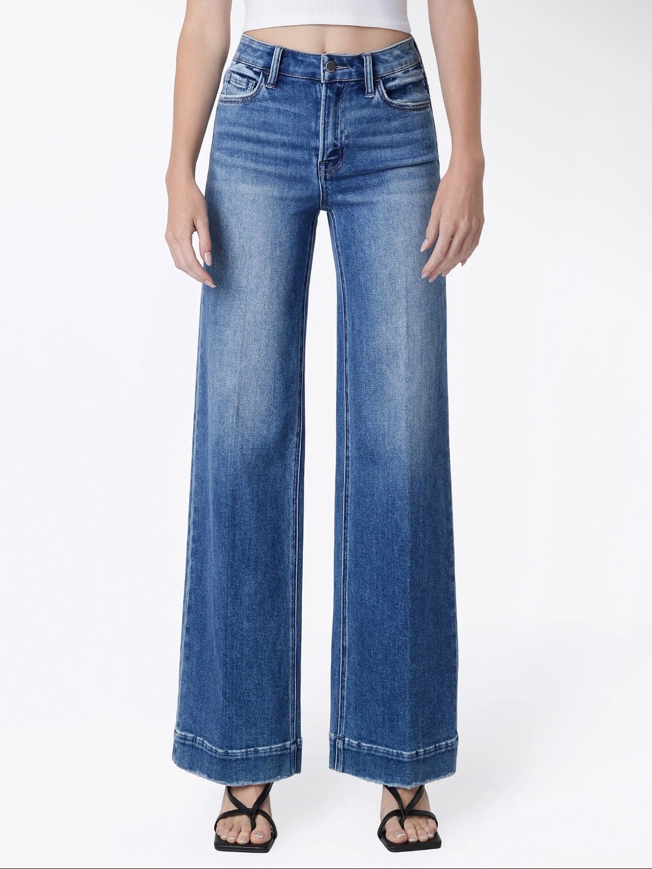 Sadie High Rise Fold Wide Leg Trouser Jeans