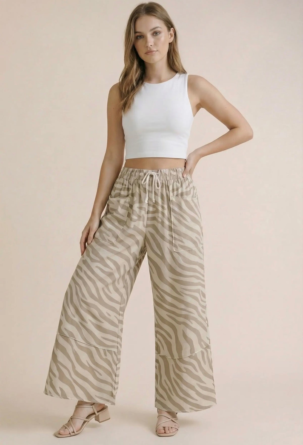 Zebra Print Wide Leg Lounge Pants