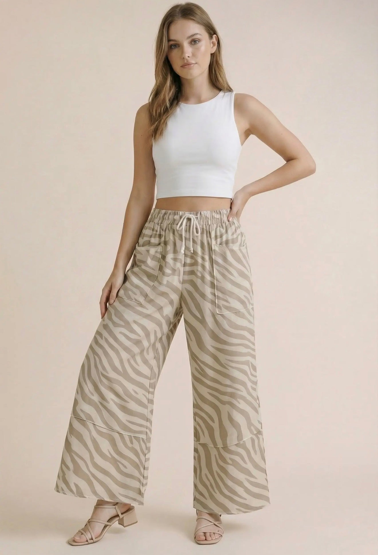 Zebra Print Wide Leg Lounge Pants