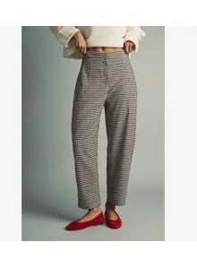 Plaid Pattern Barrel Pants