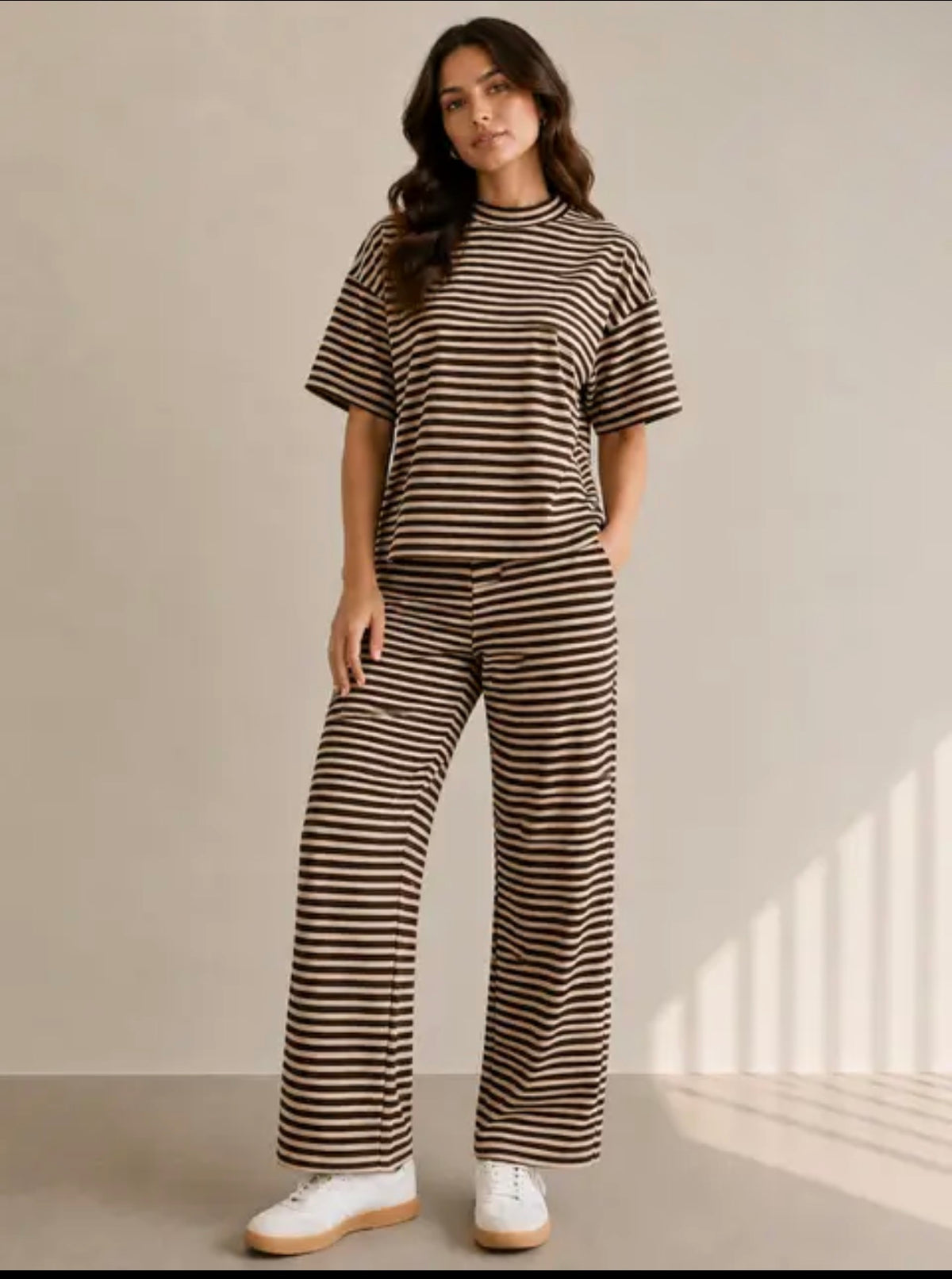 Mocha Striped Lounge Top