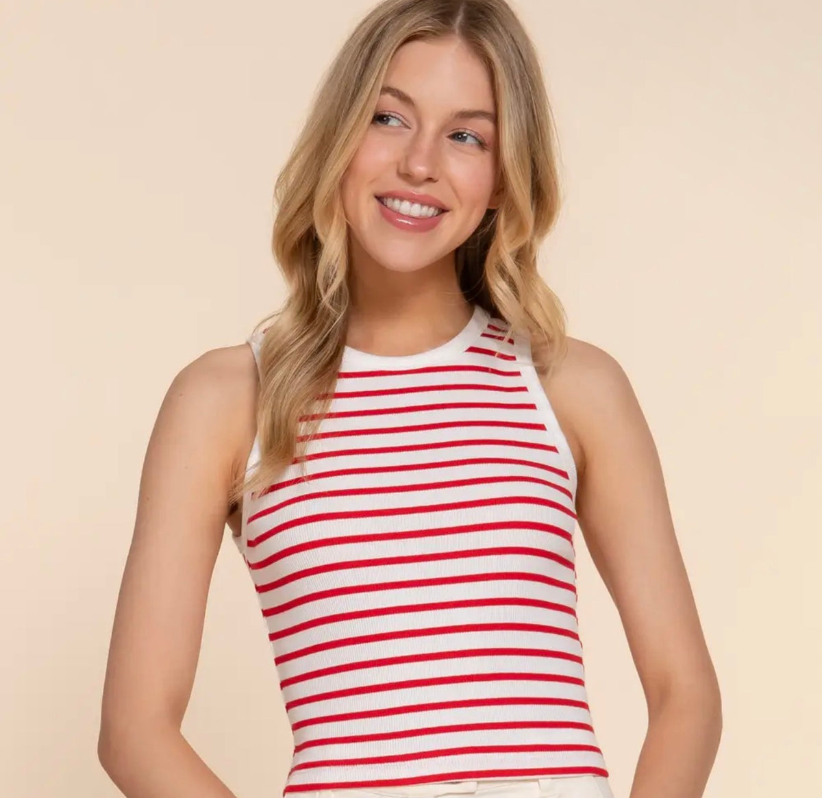 Striped Red Rib Tank