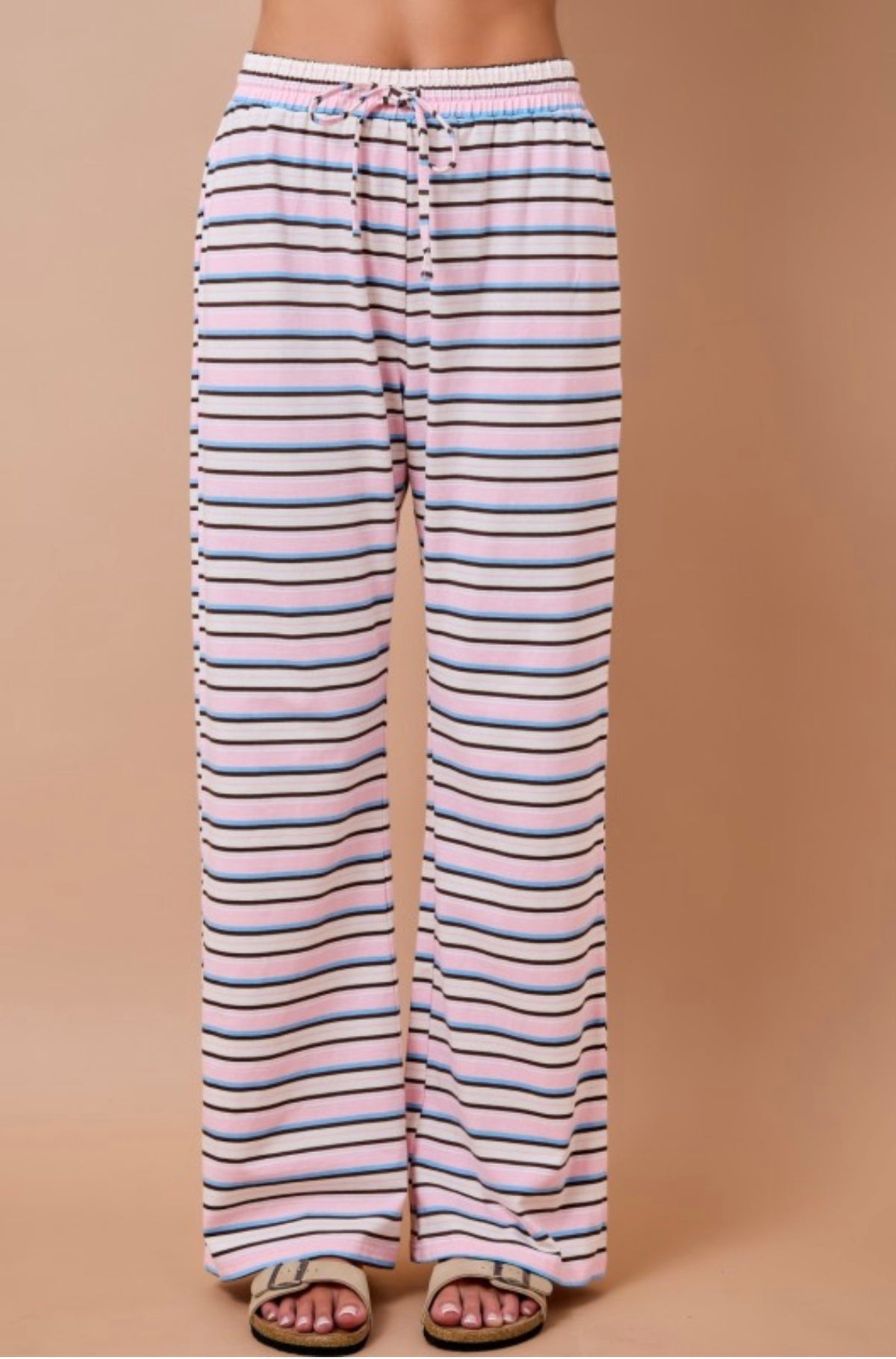 Pink Multi Colored Striped Lounge Pants