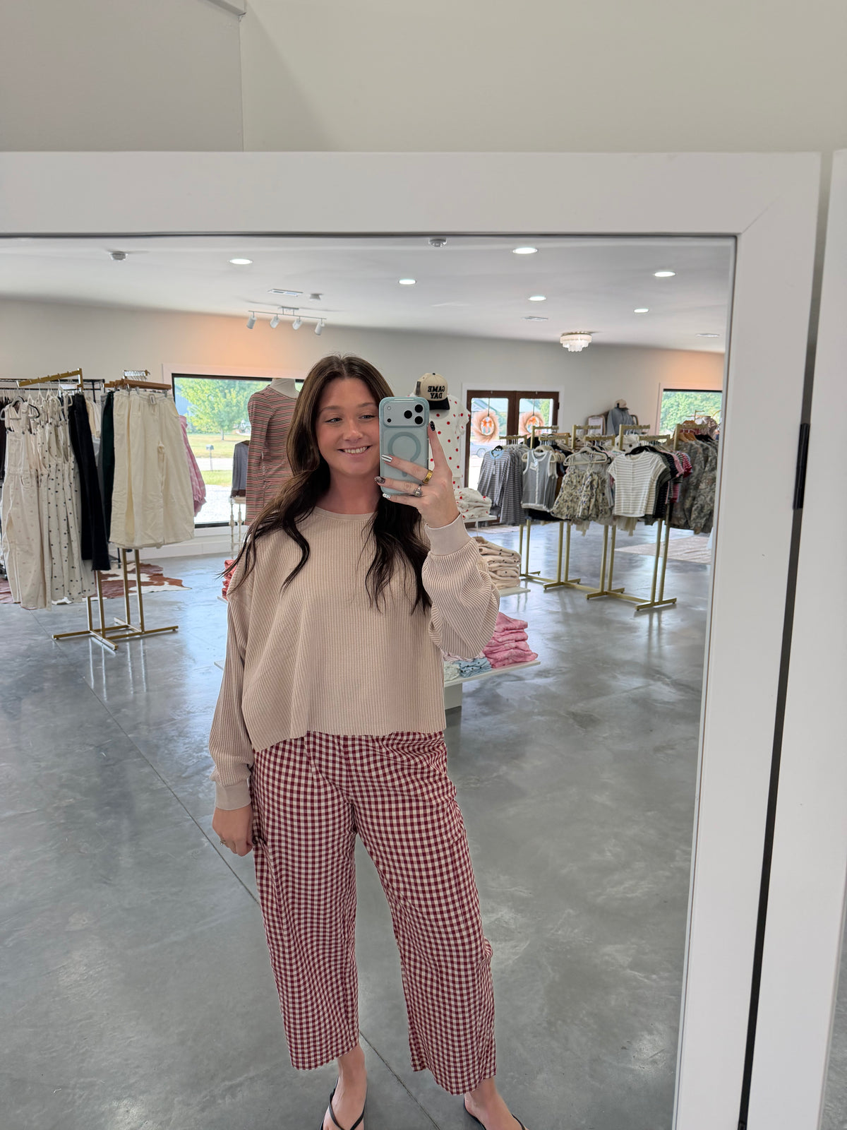 Red Gingham Patch Work Pants
