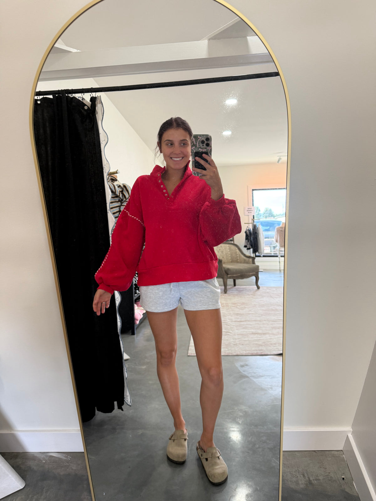 Red Half Snap Pullover