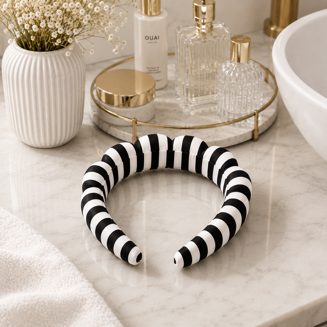 Black Striped “Get Ready With Me” Headband