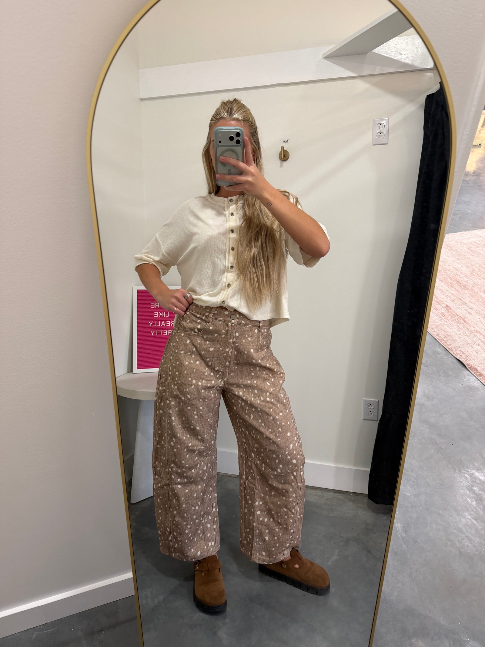 Fawn Print Barrel Pants