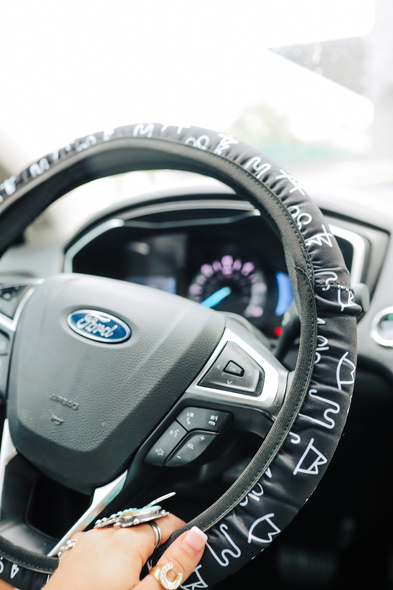 Black Brand Steering Wheel Cover