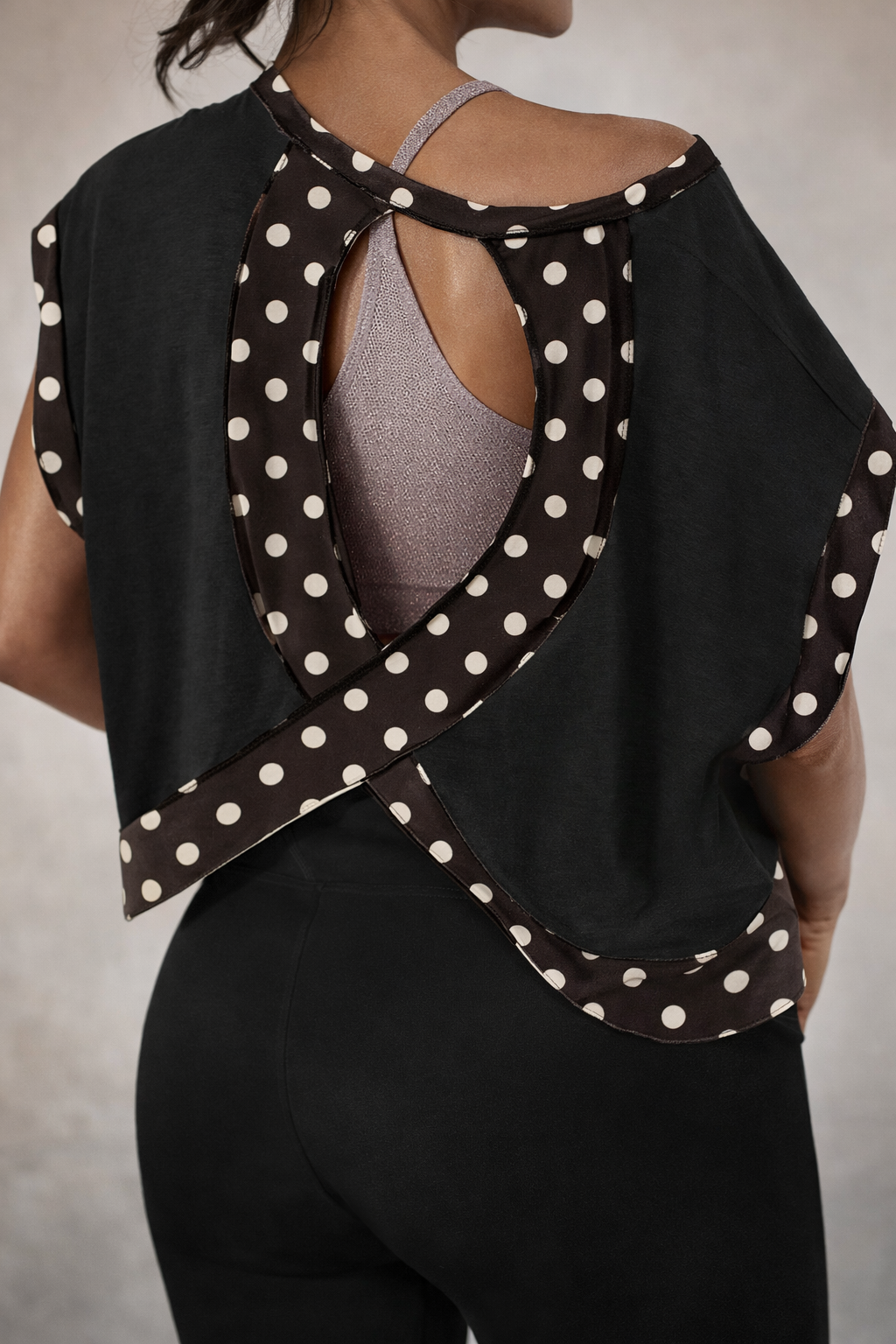 Black Polka Dot Cross-Back Shirt