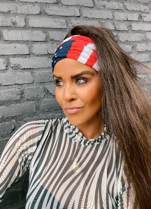 Red White & Blue Flag Stretchy Headwrap