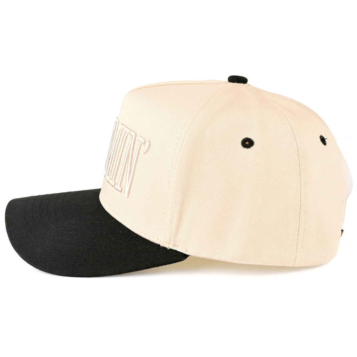 C.C MOMMIN Letter Two Tone Trucker Cap: Black
