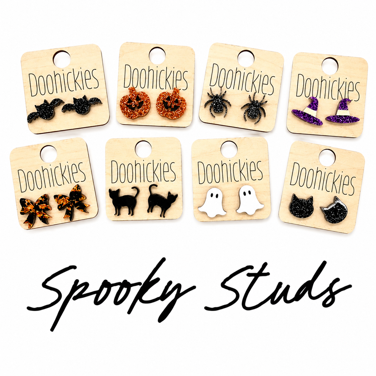 Spooky Studs - Acrylic Halloween Earrings: Solid Scaredy Cat