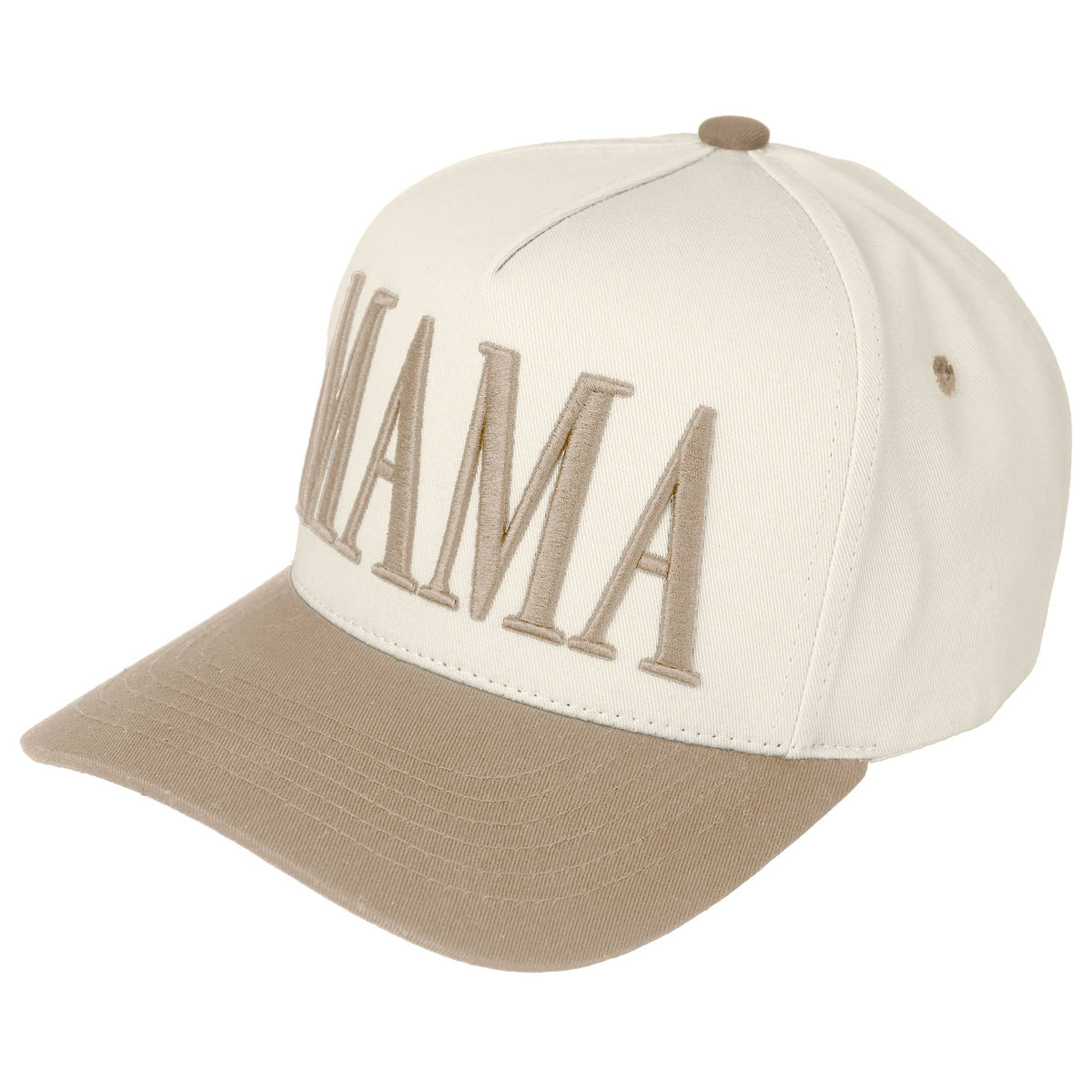 C.C MAMA Letter embroidered Snapback Trucker Hat: Beige
