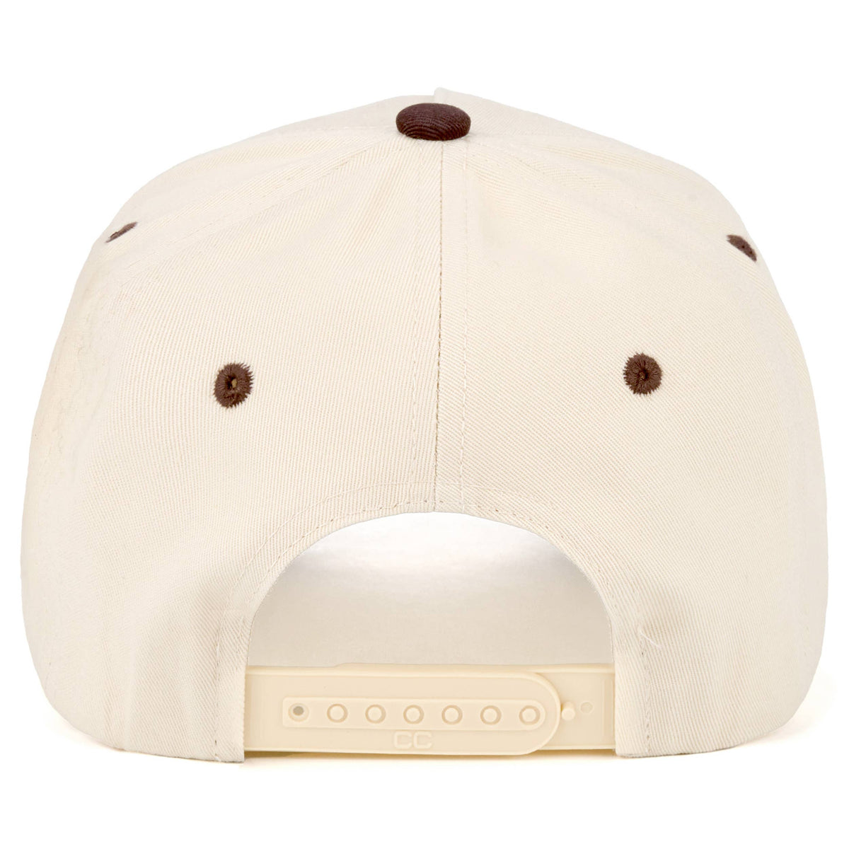 C.C HE'S FARMING Letter Embroidered Two Tone Trucker Hat: Brown