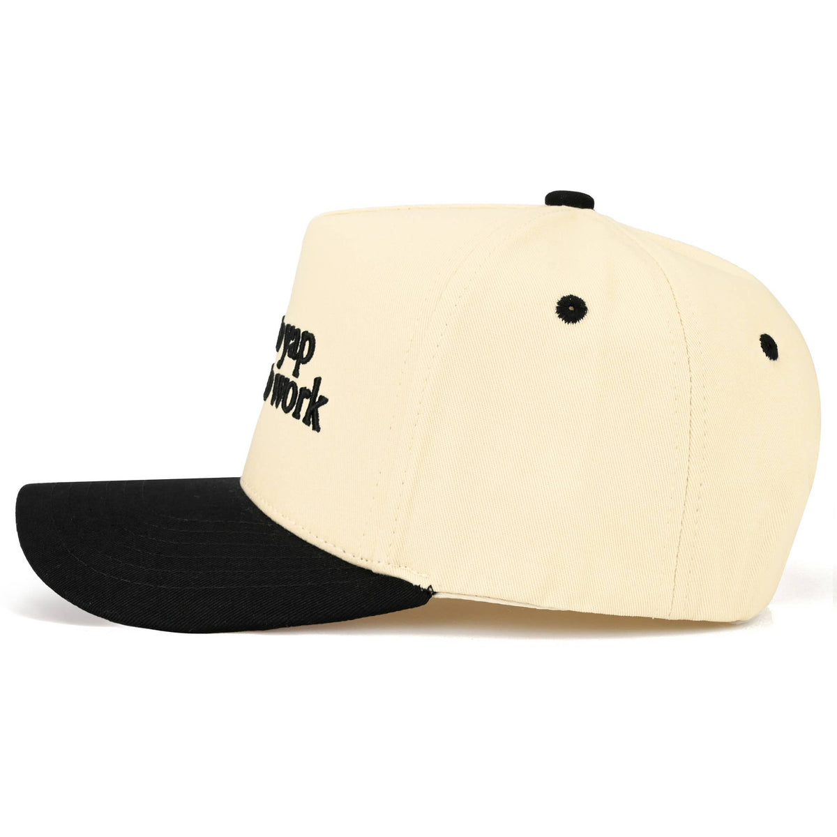 C.C BORN TO YAP FORCED TO WORK Letter  Two Tone Trucker Hat